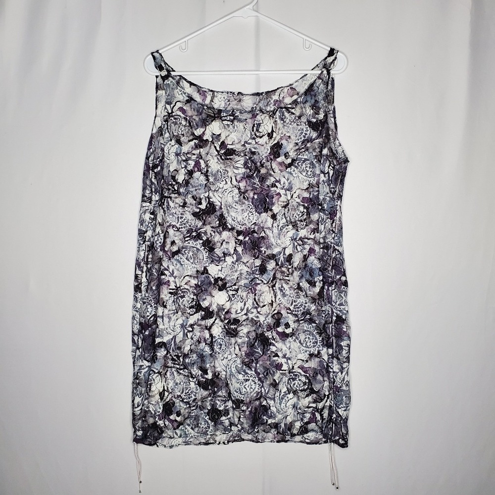 Sheer Lace Ruched Tunic Tank Top Mini Dress Medium Whimsygoth Forest Fairy